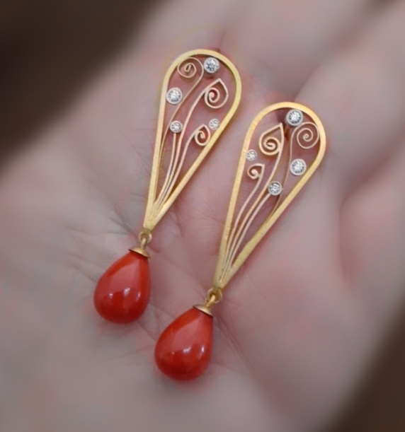 Italian Coral Earrings